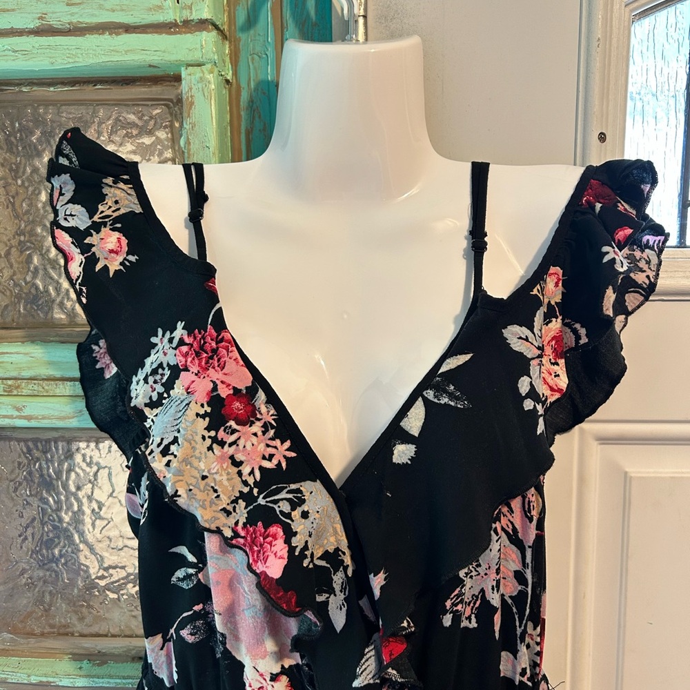 Xhilaration Black and Pink Floral Romper